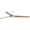 FARO 33838WT-1TW - LED Stmívatelný stropní ventilátor HEYWOOD TUB L LED/10W/230V 2700/3000/4000K borovice/bílá pr. 132 cm Wi-Fi Tuya + dálkové ovládání