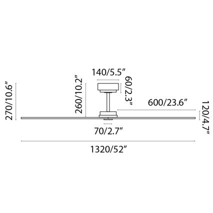 FARO 34100 - Stropní ventilátor MILOS černá + dálkové ovládání