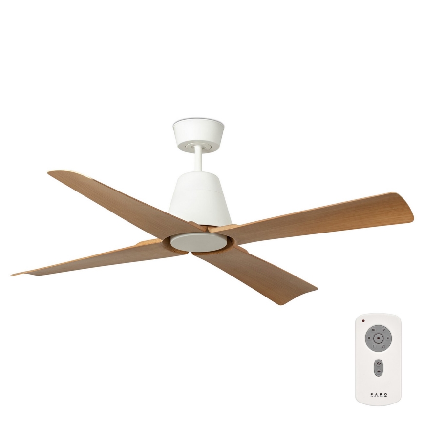 FARO 34105 - Stropní ventilátor TYPHOON M hnědá/bílá pr. 130 cm IP44 + dálkové ovládání