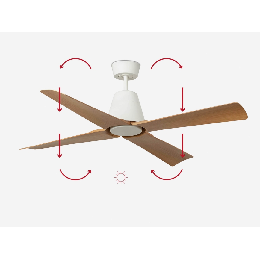 FARO 34105 - Stropní ventilátor TYPHOON M hnědá/bílá pr. 130 cm IP44 + dálkové ovládání