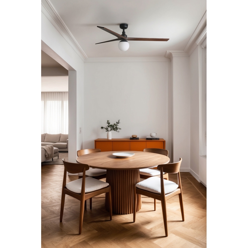 FARO 34276-11L - Stropní ventilátor KLIM L 1xE27/15W/230V dřevo/černá pr. 150 cm + dálkové ovládání