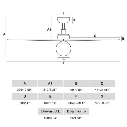 FARO 34276-11L - Stropní ventilátor KLIM L 1xE27/15W/230V dřevo/černá pr. 150 cm + dálkové ovládání