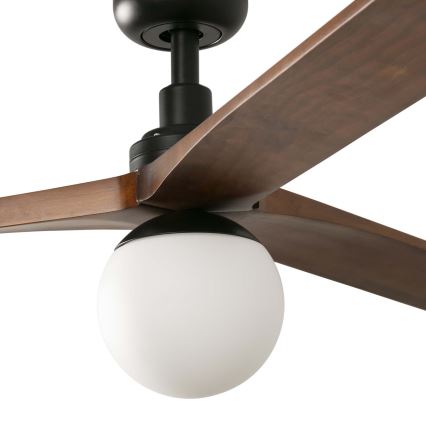 FARO 34276WT-11L - Stropní ventilátor KLIM L 1xE27/15W/230V dřevo/černá pr. 150 cm Wi-Fi Tuya + dálkové ovládání