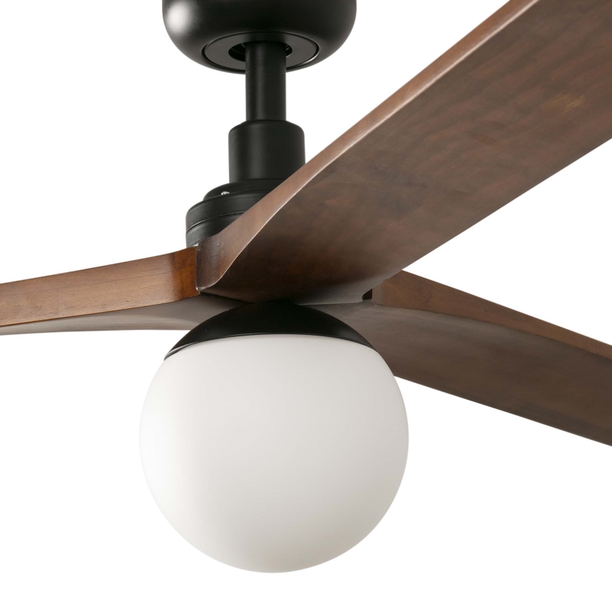 FARO 34276WT-11L - Stropní ventilátor KLIM L 1xE27/15W/230V dřevo/černá pr. 150 cm Wi-Fi Tuya + dálkové ovládání