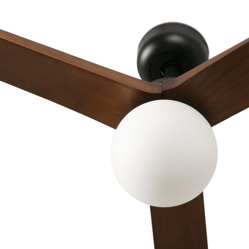 FARO 34276WT-11L - Stropní ventilátor KLIM L 1xE27/15W/230V dřevo/černá pr. 150 cm Wi-Fi Tuya + dálkové ovládání