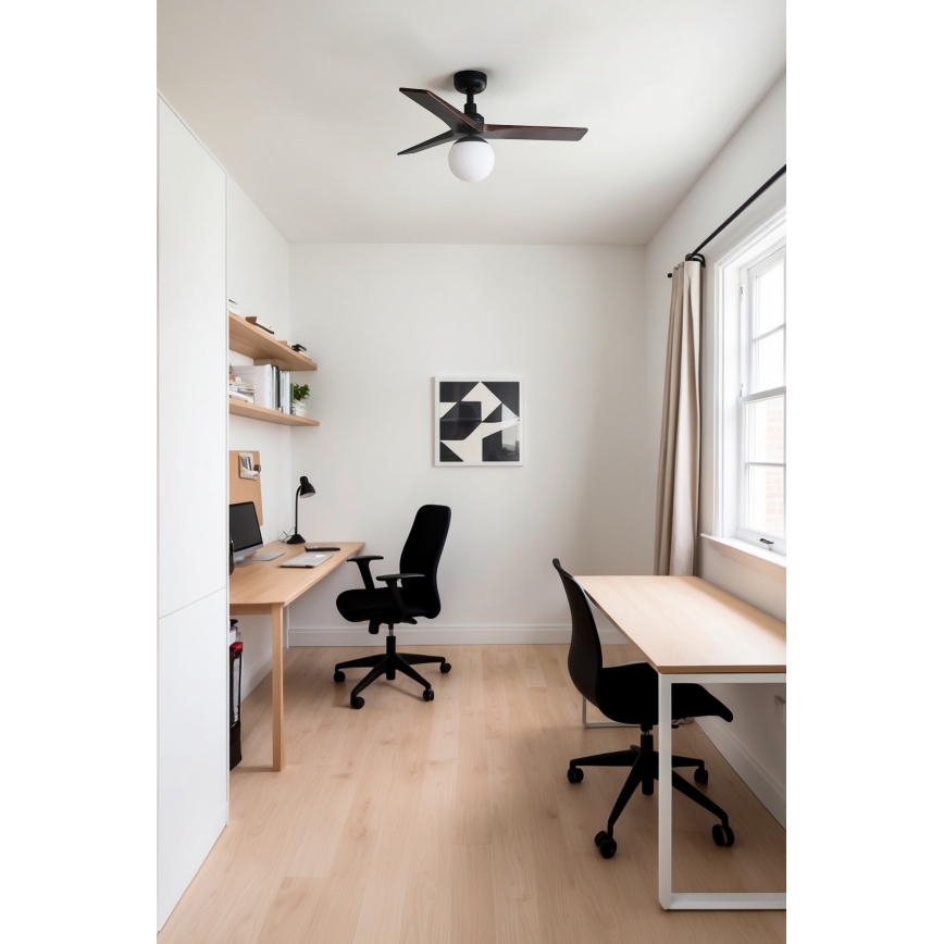 FARO 34278-11L - Stropní ventilátor KLIM S 1xE27/15W/230V dřevo/černá pr. 92,5 cm + dálkové ovládání