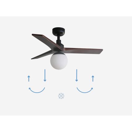 FARO 34278-11L - Stropní ventilátor KLIM S 1xE27/15W/230V dřevo/černá pr. 92,5 cm + dálkové ovládání