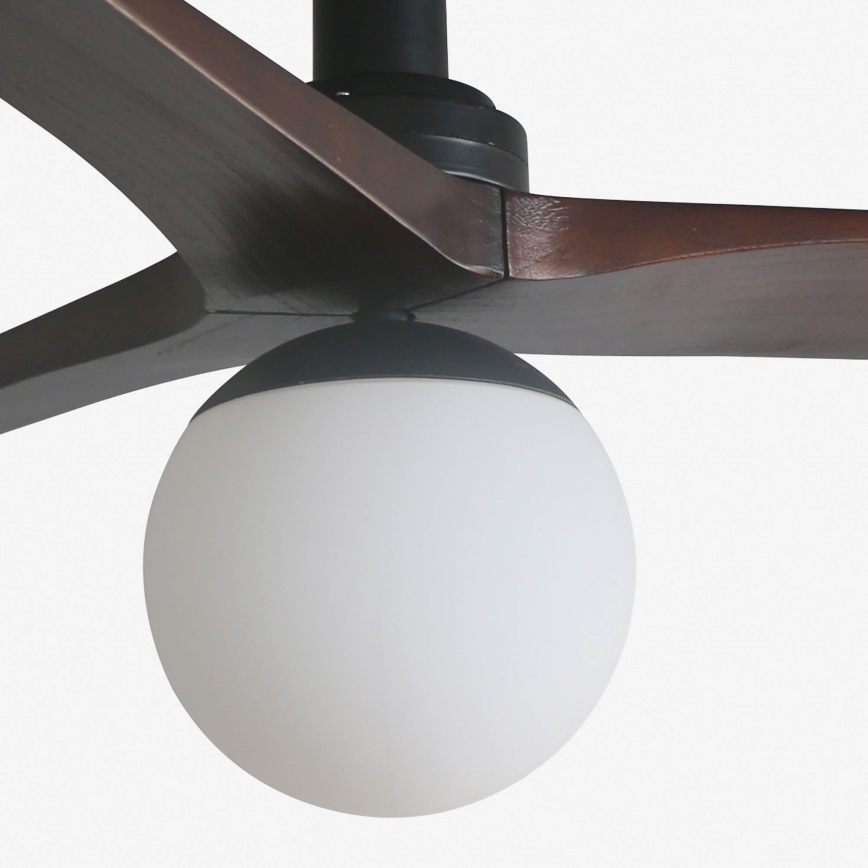FARO 34278WT-11L - Stropní ventilátor KLIM S 1xE27/15W/230V dřevo/černá pr. 92,5 cm Wi-Fi Tuya + dálkové ovládání