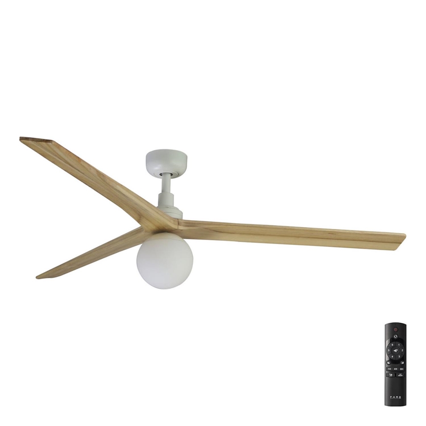 FARO 34279-11L - Stropní ventilátor KLIM L 1xE27/15W/230V dřevo/bílá pr. 150 cm + dálkové ovládání