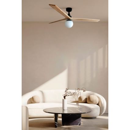 FARO 34279WT-11L - Stropní ventilátor KLIM L 1xE27/15W/230V dřevo/bílá pr. 150 cm Wi-Fi Tuya + dálkové ovládání