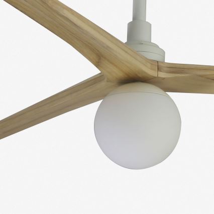 FARO 34279WT-11L - Stropní ventilátor KLIM L 1xE27/15W/230V dřevo/bílá pr. 150 cm Wi-Fi Tuya + dálkové ovládání