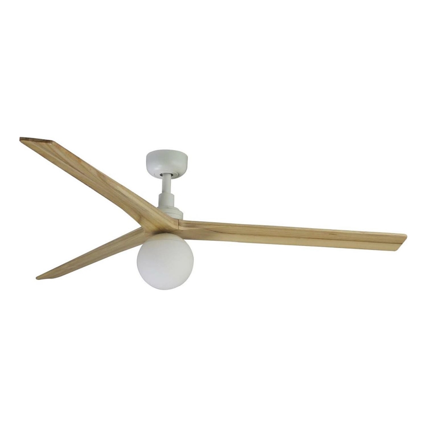 FARO 34279WT-11L - Stropní ventilátor KLIM L 1xE27/15W/230V dub/bílá pr. 150 cm Wi-Fi Tuya + dálkové ovládání
