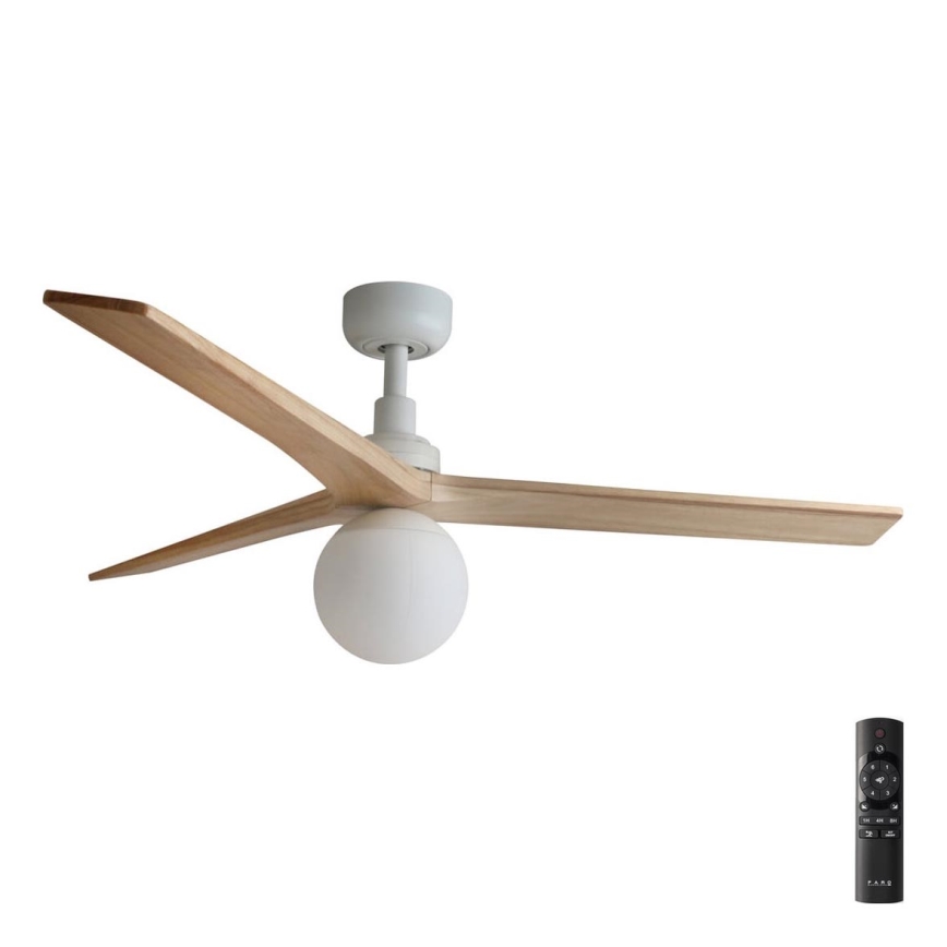 FARO 34280-11L - Stropní ventilátor KLIM M 1xE27/15W/230V dřevo/bílá pr. 125 cm + dálkové ovládání