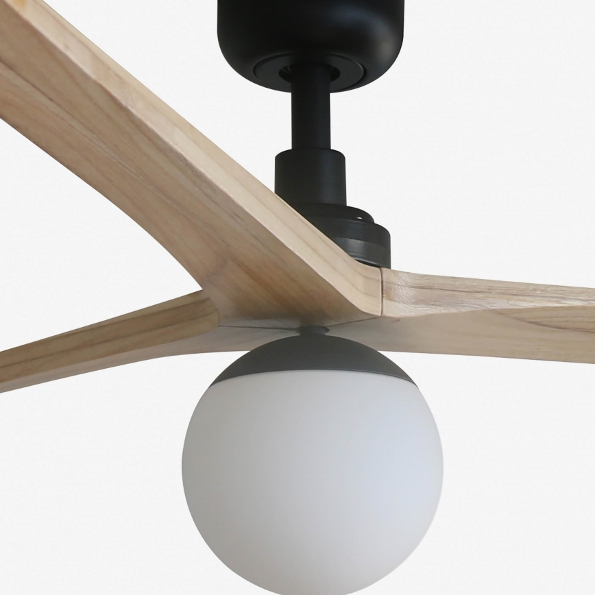 FARO 34282WT-11L - Stropní ventilátor KLIM L 1xE27/15W/230V dřevo/černá pr. 150 cm Wi-Fi Tuya + dálkové ovládání