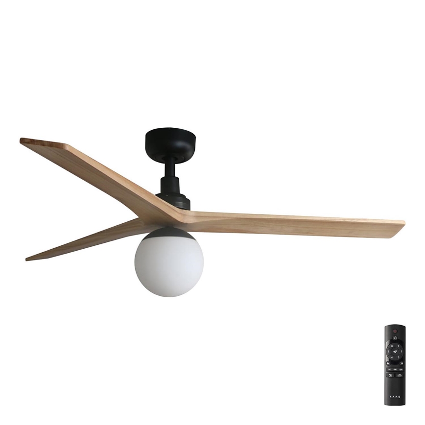 FARO 34283-11L - Stropní ventilátor KLIM M 1xE27/15W/230V dřevo/černá pr. 125 cm + dálkové ovládání