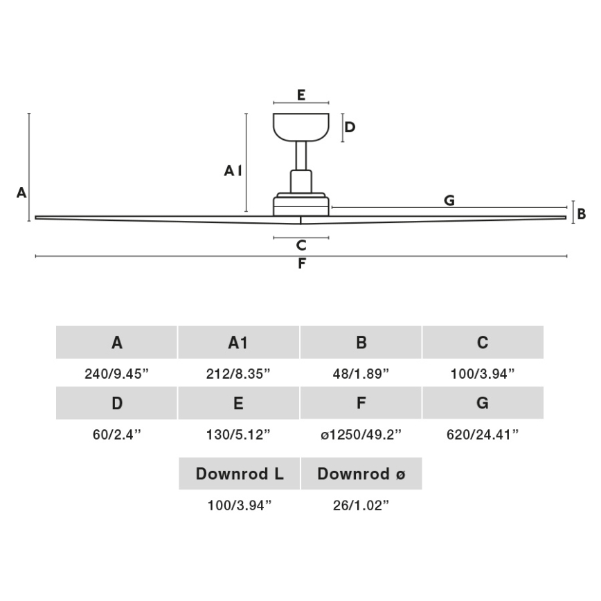 FARO 34283 - Stropní ventilátor KLIM M hnědá/černá pr. 125 cm + dálkové ovládání