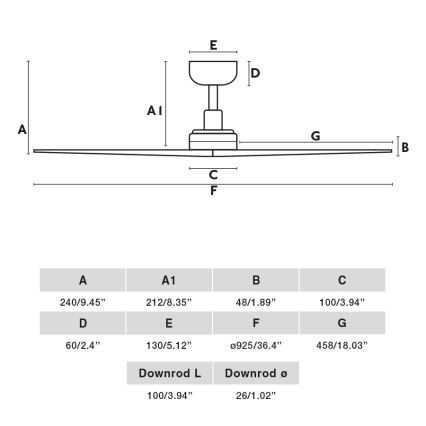 FARO 34284 - Stropní ventilátor KLIM S hnědá/černá pr. 92,5 cm + dálkové ovládání