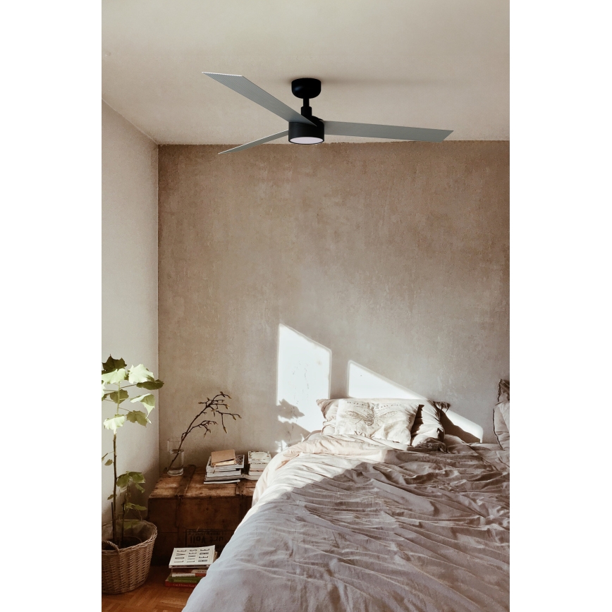 FARO 34286-1TW - LED Stmívatelný stropní ventilátor CRUISER L LED/18W/230V 2700/3000/4000K pr. 132 cm černá/šedá + dálkové ovládání