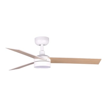 FARO 34295WT1S - LED Stmívatelný stropní ventilátor RUDDER S LED/18W/230V 2700/3000/4000K pr. 106 cm béžová/bílá Wi-Fi Tuya + dálkové ovládání
