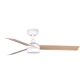 FARO 34295WT1S - LED Stropní ventilátor RUDDER S LED/18W/230V 2700/3000/4000K pr. 106 cm béžová/bílá Wi-Fi Tuya + dálkové ovládání