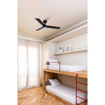 FARO 34296-1TW - LED Stmívatelný stropní ventilátor RUDDER S LED/18W/230V 2700/4000/6500K pr. 106 cm černá + dálkové ovládání