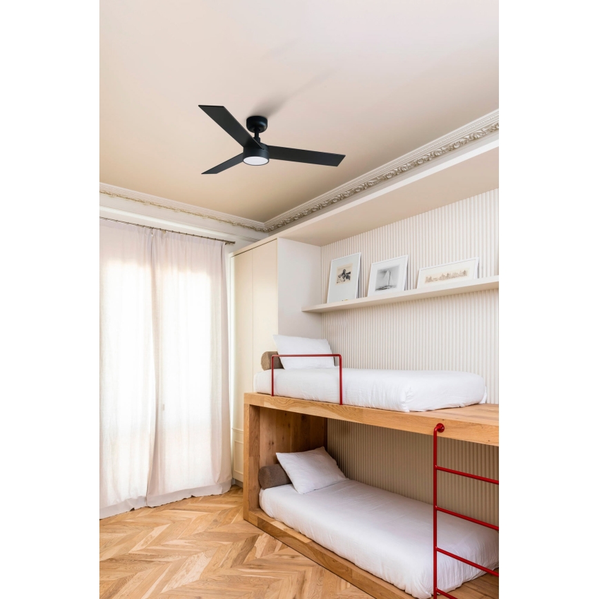 FARO 34296-1TW - LED Stmívatelný stropní ventilátor RUDDER S LED/18W/230V 2700/4000/6500K pr. 106 cm černá + dálkové ovládání