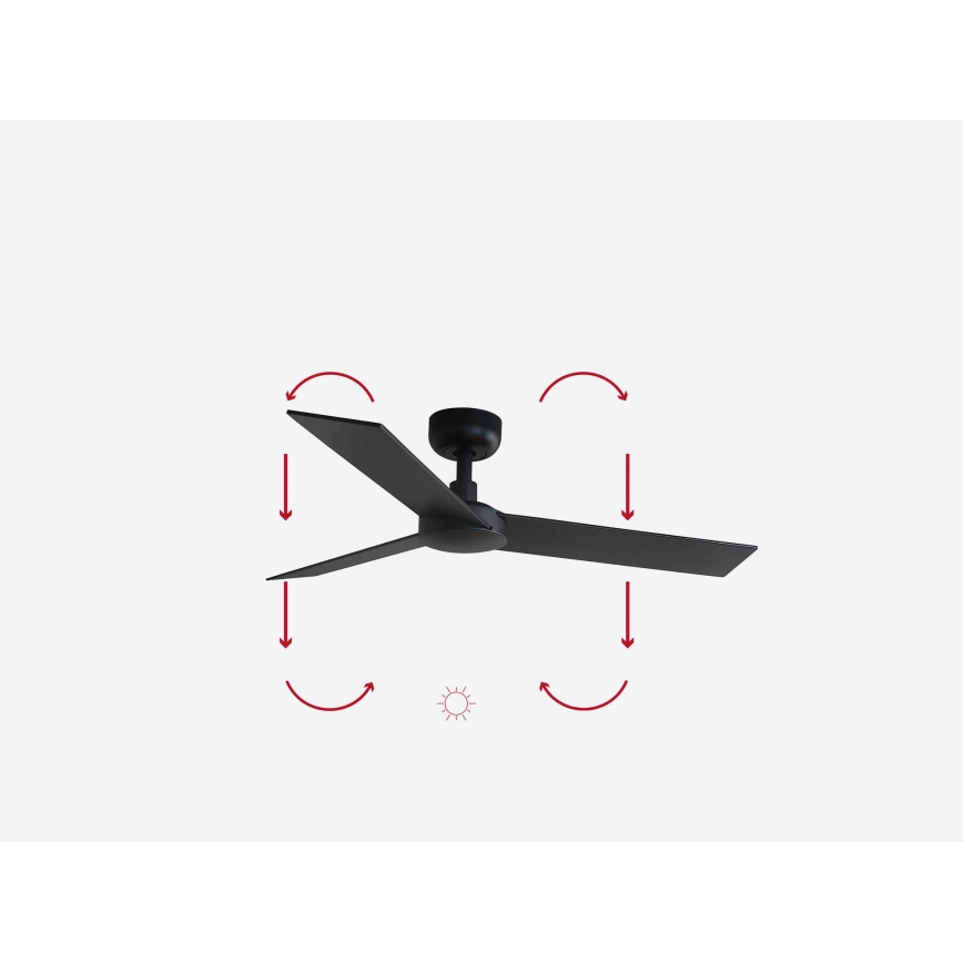 FARO 34296WP - Stropní ventilátor RUDDER S černá pr. 106 cm SMART + dálkové ovládání