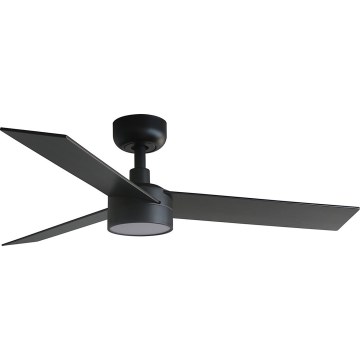 FARO 34296WT-1TW - LED Stmívatelný stropní ventilátor RUDDER S LED/18W/230V 2700/4350/6000K černá/hnědá pr. 106 cm Wi-Fi Tuya + dálkové ovládání