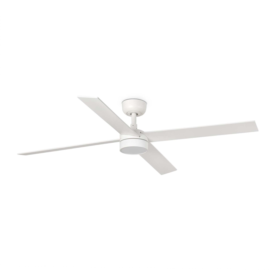 FARO 34355WT-1TW - LED Stmívatelný stropní ventilátor RUDDER L LED/18W/230V 2700/4350/6000K bílá/béžová pr. 132 cm Wi-Fi Tuya + dálkové ovládání