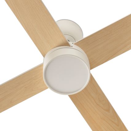 FARO 34355WT-1TW - LED Stmívatelný stropní ventilátor RUDDER L LED/18W/230V 2700/4350/6000K bílá/béžová pr. 132 cm Wi-Fi Tuya + dálkové ovládání