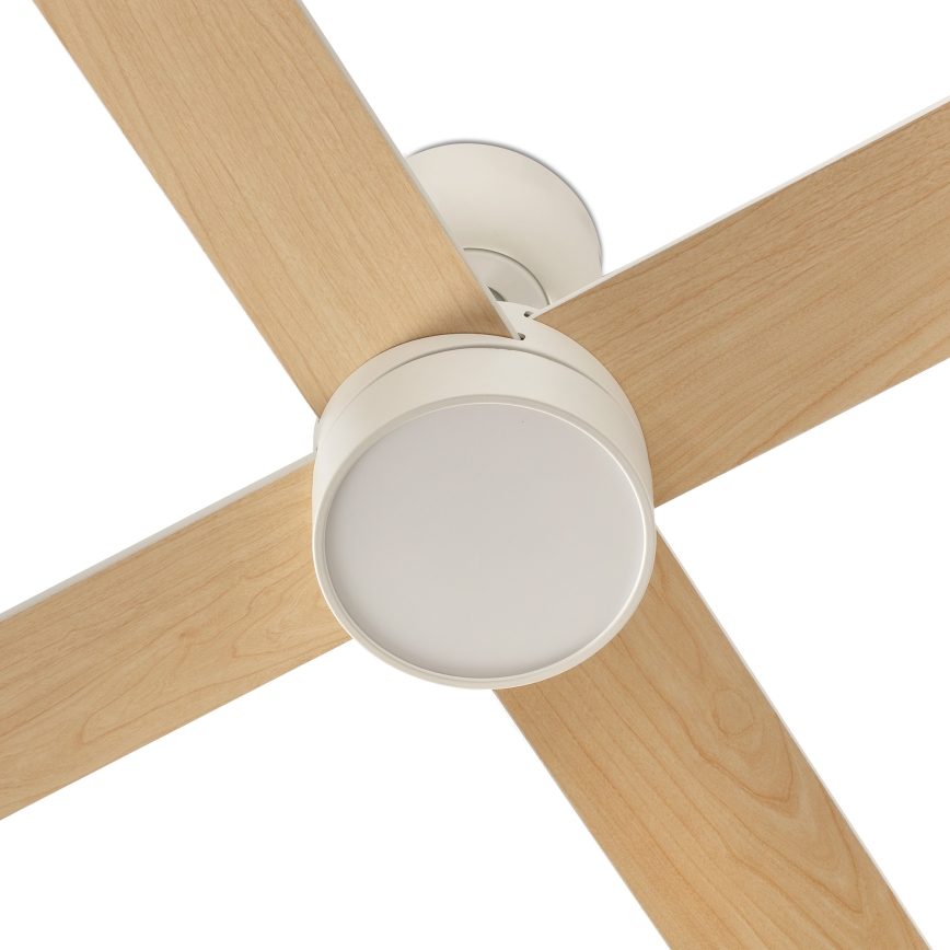 FARO 34355WT-1TW - LED Stmívatelný stropní ventilátor RUDDER L LED/18W/230V 2700/4350/6000K bílá/béžová pr. 132 cm Wi-Fi Tuya + dálkové ovládání