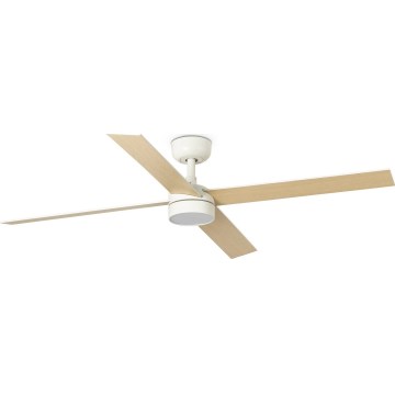 FARO 34355WT-1TW - LED Stmívatelný stropní ventilátor RUDDER L LED/18W/230V 2700/3000/4000K bílá/béžová pr. 132 cm Wi-Fi Tuya + dálkové ovládání
