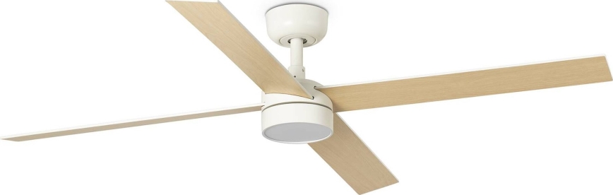 FARO 34355WT-1TW - LED Stmívatelný stropní ventilátor RUDDER L LED/18W/230V 2700/4350/6000K bílá/béžová pr. 132 cm Wi-Fi Tuya + dálkové ovládání