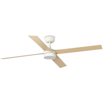 FARO 34355WT1S - LED Stmívatelný stropní ventilátor RUDDER L LED/18W/230V 2700/3000/4000K pr. 132 cm béžová/bílá Wi-Fi Tuya + dálkové ovládání