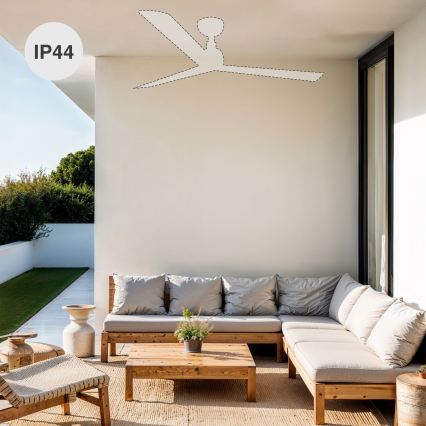 FARO 34370WT - Stropní ventilátor MARINE M pr. 125 cm hnědá/bílá IP44 Wi-Fi Tuya + dálkové ovládání