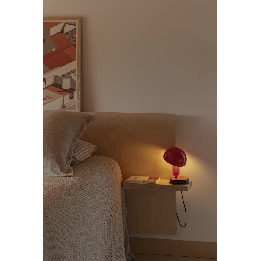 FARO 56103 - Stolní lampa s klipem 2v1 BELA 1xE27/15W/230V červená