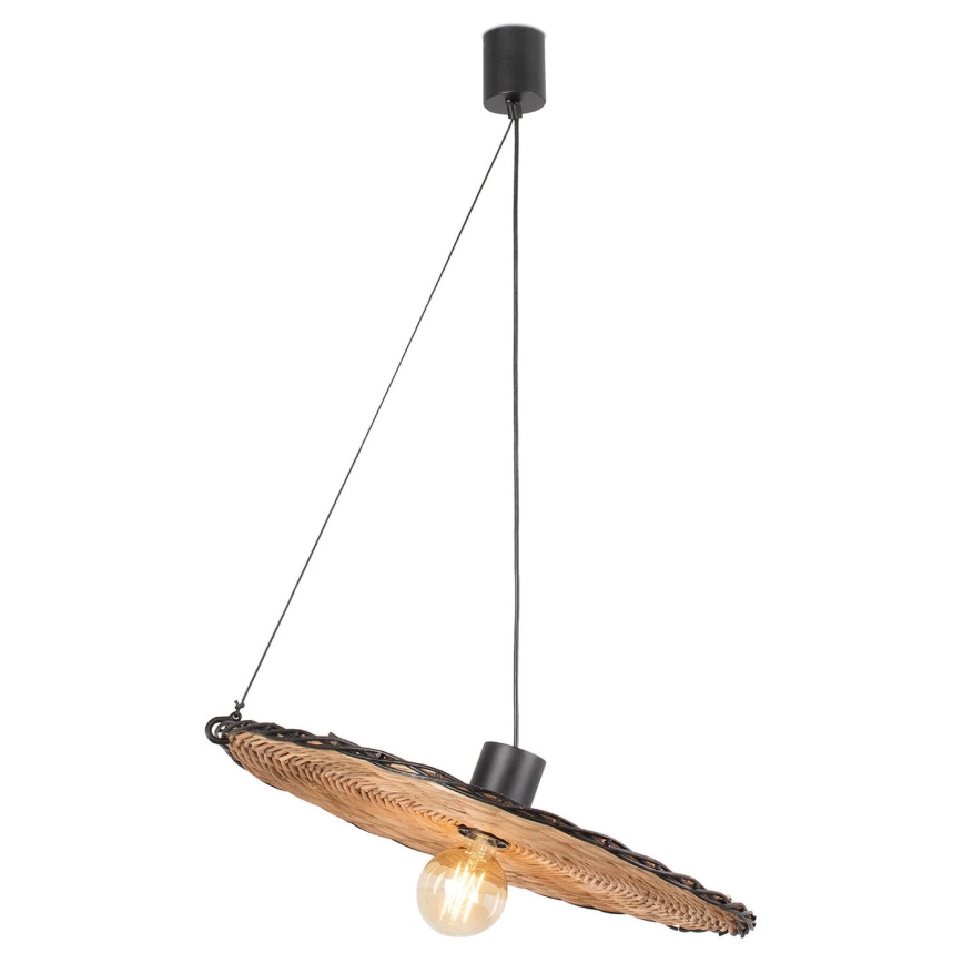 FARO 68590-69 - Lustr na lanku COSTAS 1xE27/15W/230V pr. 60 cm černá/ratan