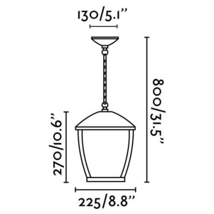 FARO 75002 - Venkovní lustr na řetězu WILMA 1xE27/100W/230V IP44