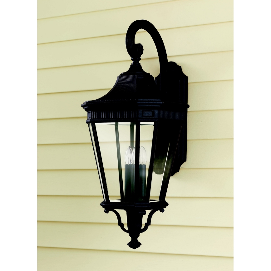 Feiss - Venkovní nástěnné svítidlo COTSWOLD LANE 3xE14/60W/230V IP44 černá