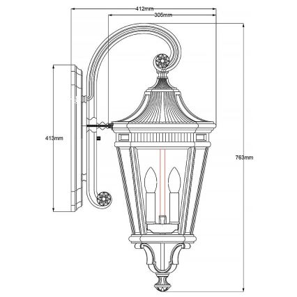 Feiss - Venkovní nástěnné svítidlo COTSWOLD LANE 3xE14/60W/230V IP44 černá