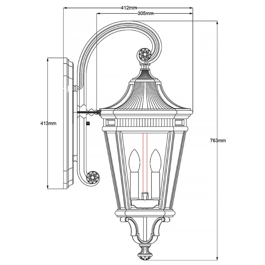 Feiss - Venkovní nástěnné svítidlo COTSWOLD LANE 3xE14/60W/230V IP44 černá