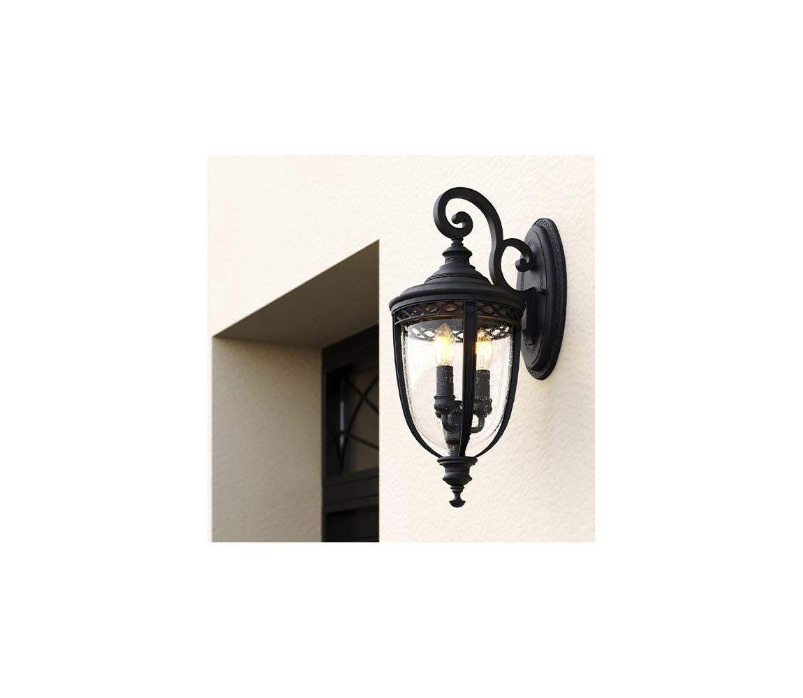 Elstead Feiss FE-EB2-M-BLK - Venkovní svítidlo ENGLISH BRIDLE 3xE14/60W/230V IP44 černá ED0318