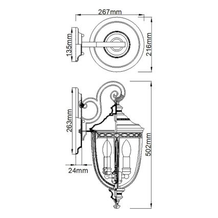 Feiss - Venkovní nástěnné svítidlo ENGLISH BRIDLE 3xE14/60W/230V IP44 černá