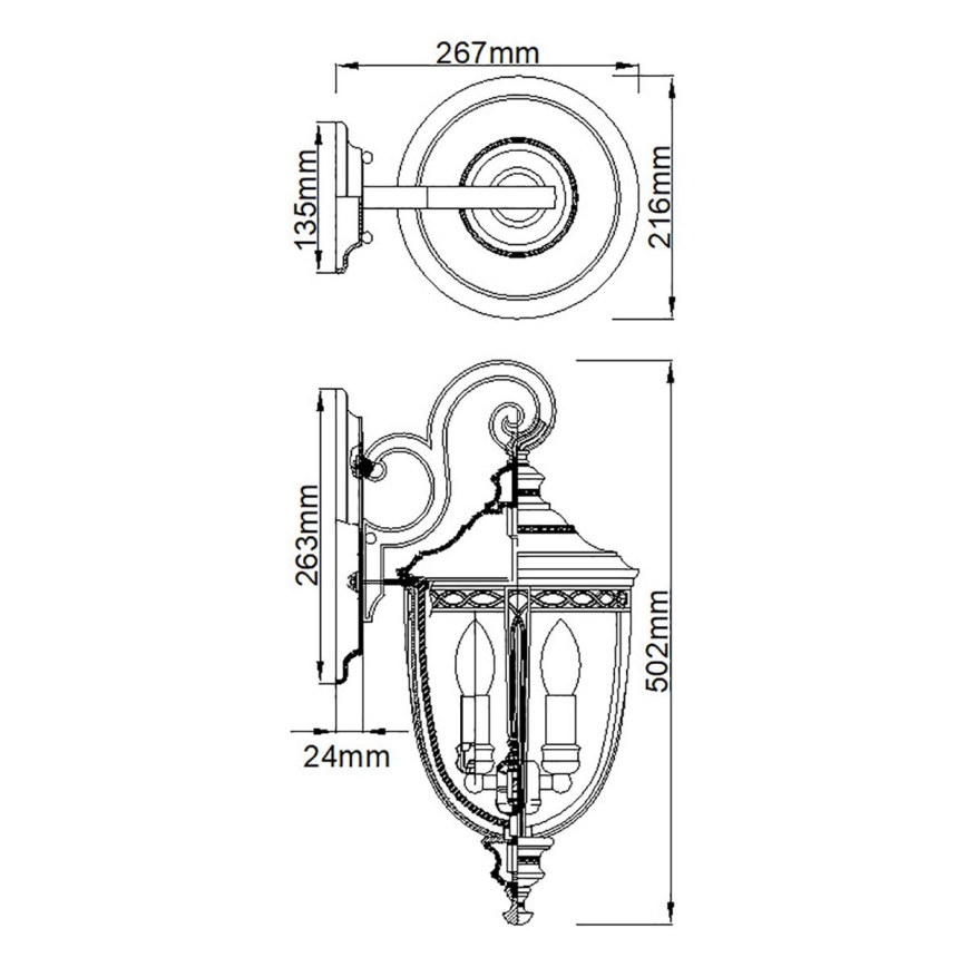 Feiss - Venkovní nástěnné svítidlo ENGLISH BRIDLE 3xE14/60W/230V IP44 černá