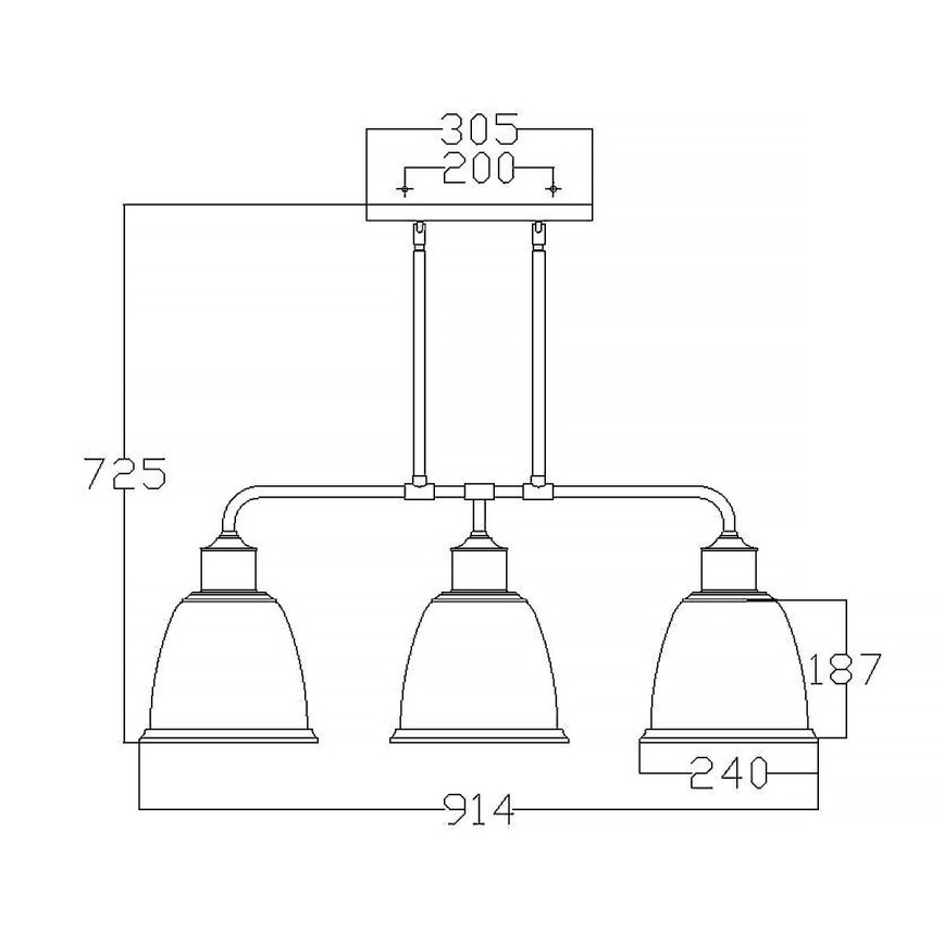 Feiss - Lustr na tyči HOBSON 3xE27/60W/230V