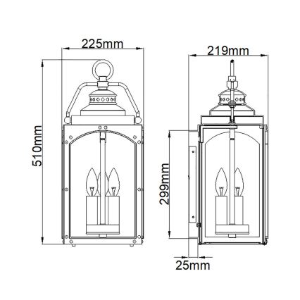 Feiss - Venkovní nástěnné svítidlo RANDHURST 3xE14/40W/230V IP44