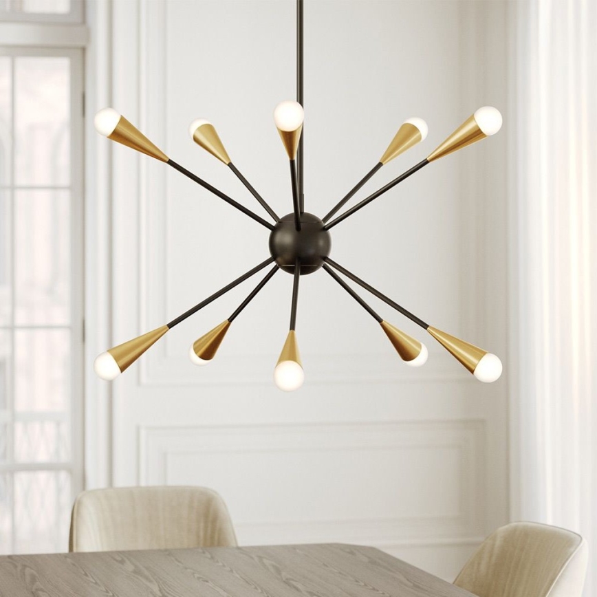 Feiss - LED Lustr na tyči JAX 10xG9/3W/230V černá/zlatá
