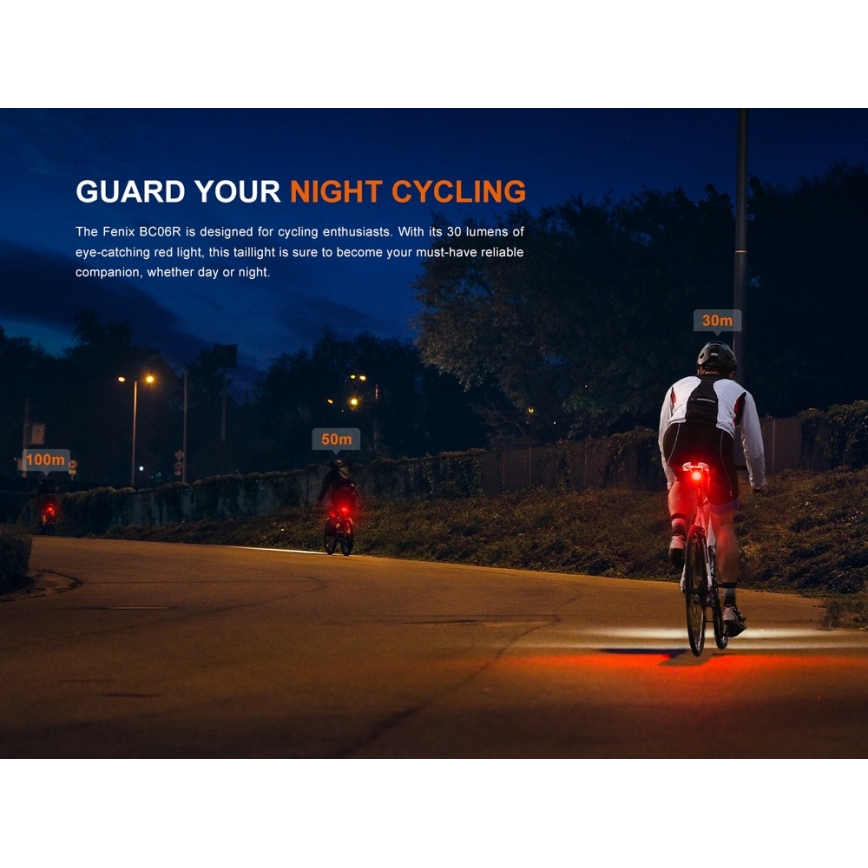 Fenix BC06R - LED Stmívatelná nabíjecí blikačka na kolo LED/USB IP66 90 lm 24,5 h