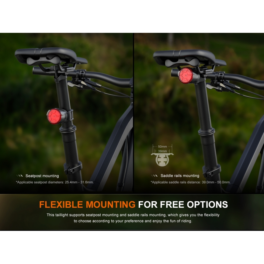 Fenix BC06R - LED Stmívatelná nabíjecí blikačka na kolo LED/USB IP66 90 lm 24,5 h