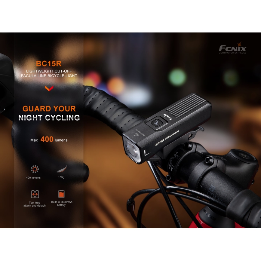 Fenix BC15R - LED Stmívatelné nabíjecí svítidlo na kolo LED/USB IP66 400 lm 31,5 h